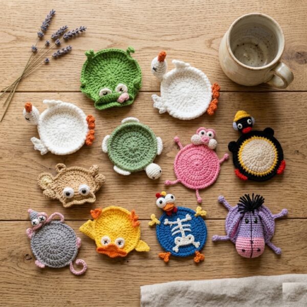 20 Animal Crochet Coaster Patterns Bundle PDF — Instant Download
